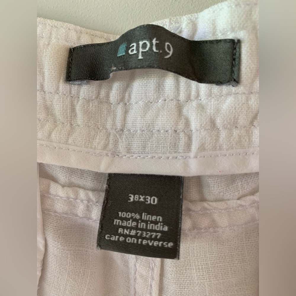 White Linen Drawstring Pants - Picture 2 of 3